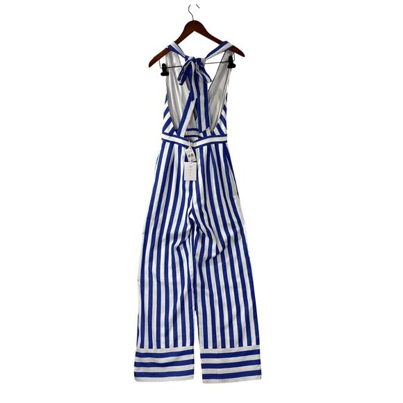 WAYF Size S Halter Jumpsuit Striped Sailor Nautical Coastal Spring Summer Preppy - Picture 6 of 10